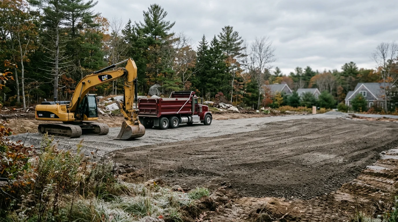 Pile of gravel and aggregate materials at an excavation supply yard